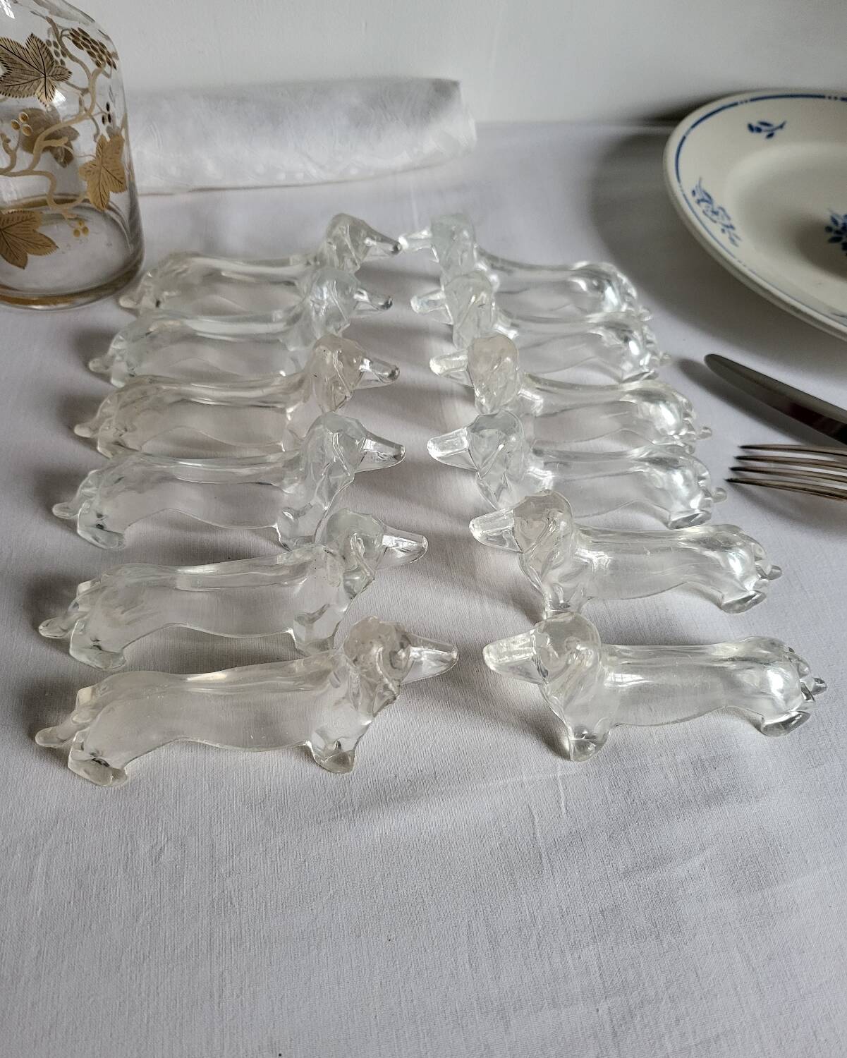 12 Dachshund knife holders in Plexiglass