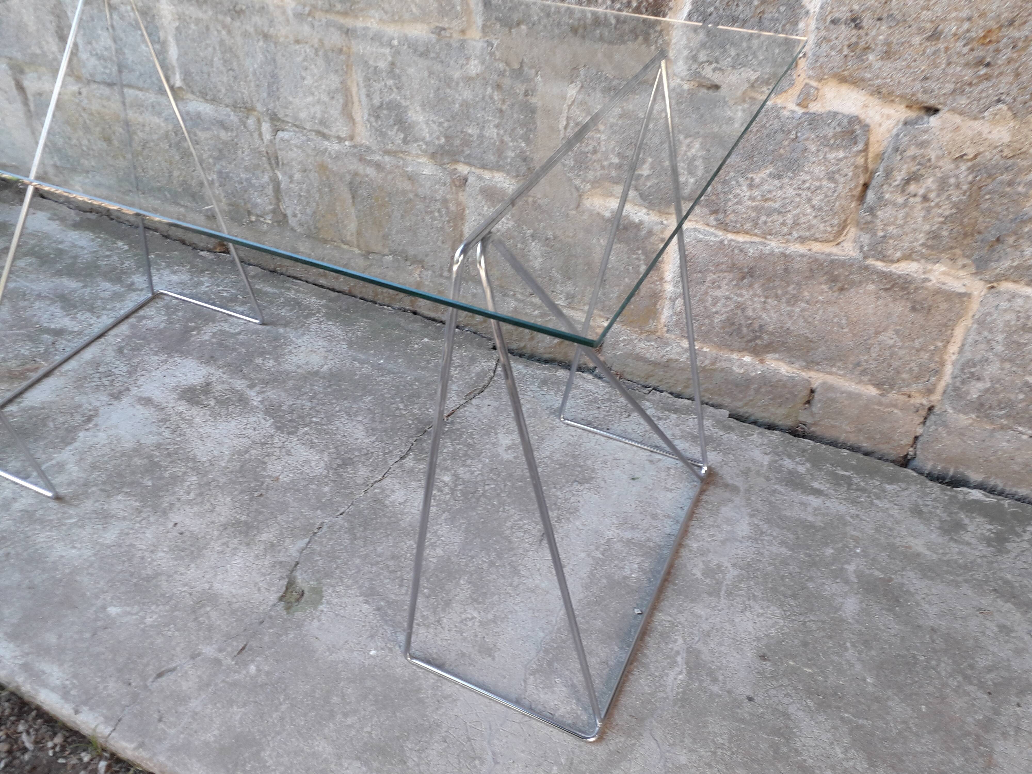 Bureau vintage plateau verre 130 cm