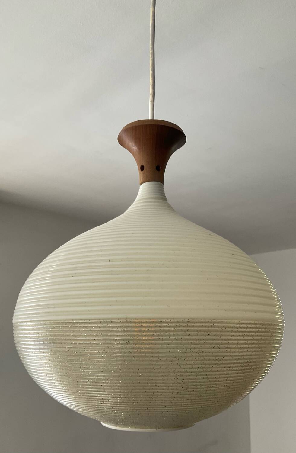 Rotaflex pendant light in Rhodoid and teak from the 1960s