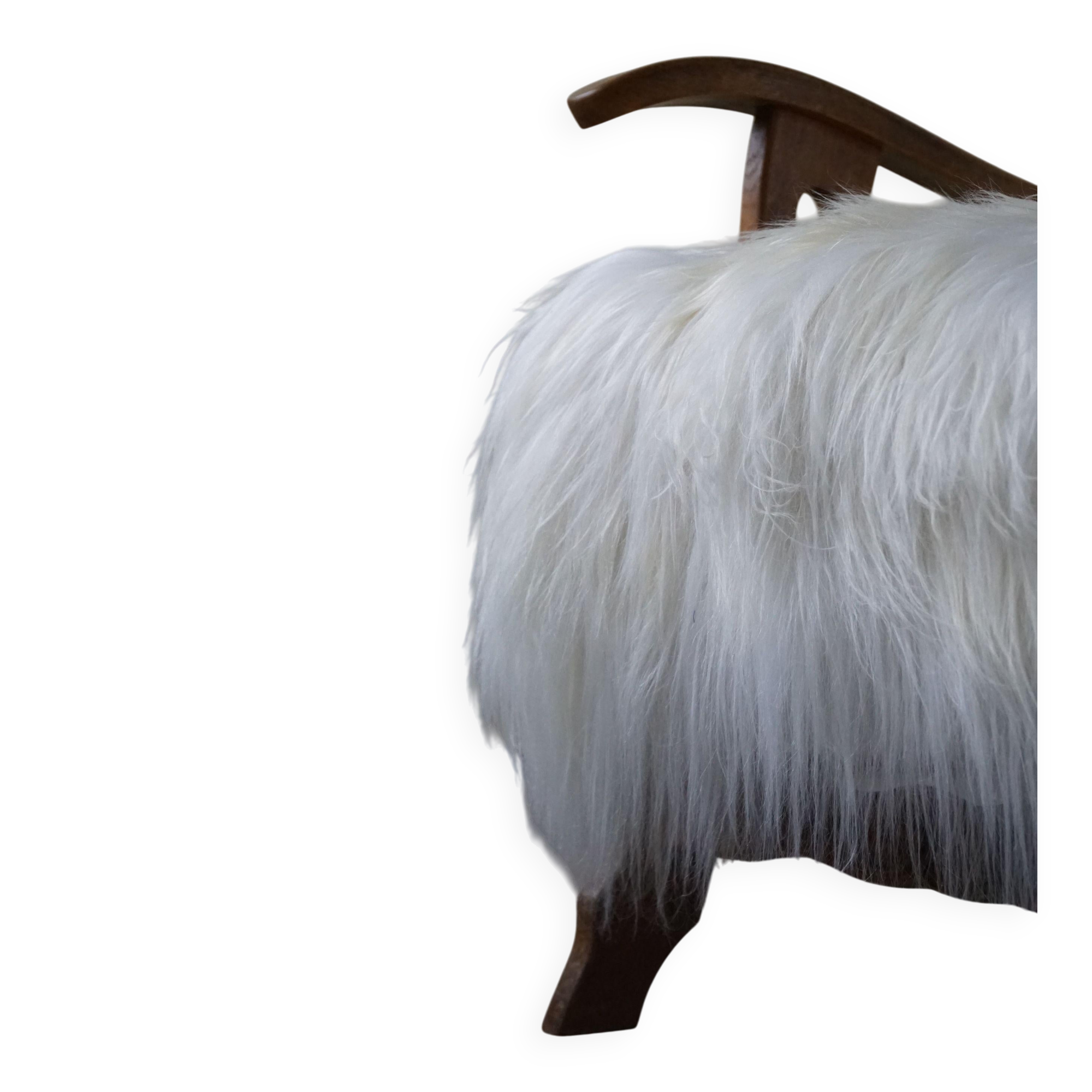 Henning Kjærnulf, armchair reupholstered in long-haired Icelandic sheepskin, 1950