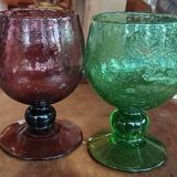 Set of 4 antique Biot stemmed glasses