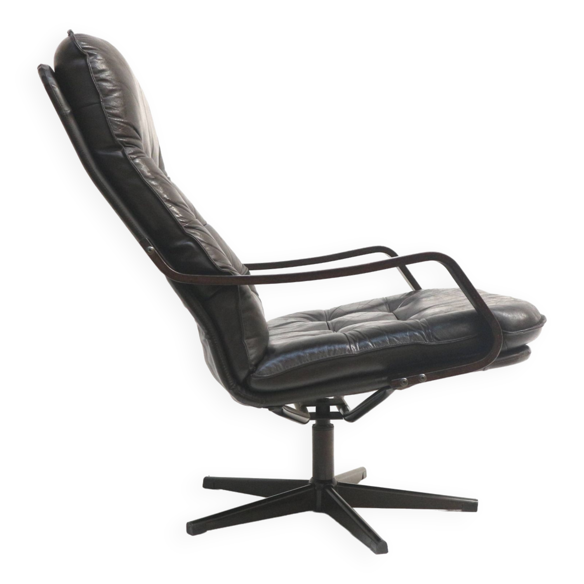 Stylish vintage leather armchair made in the 1970s