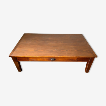 Solid pine coffee table with 2 drawers