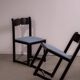 Italian beech and boucle dining chairs