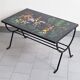 Vintage 1950 coffee table side table ceramic & metal hunting
