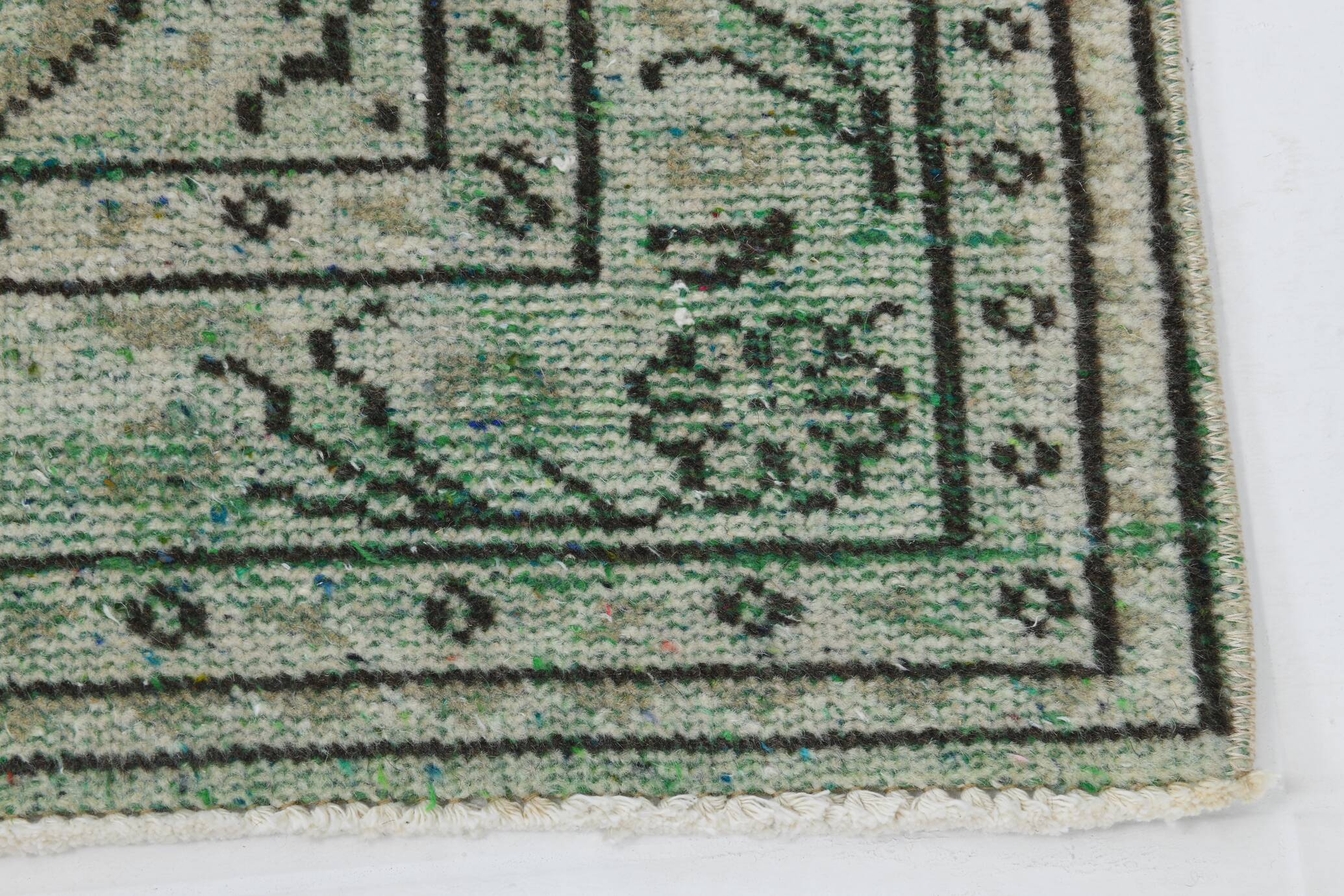 4x9 Rug For Living Room Green Oriental Turkish Vintage Rug, 135x270Cm