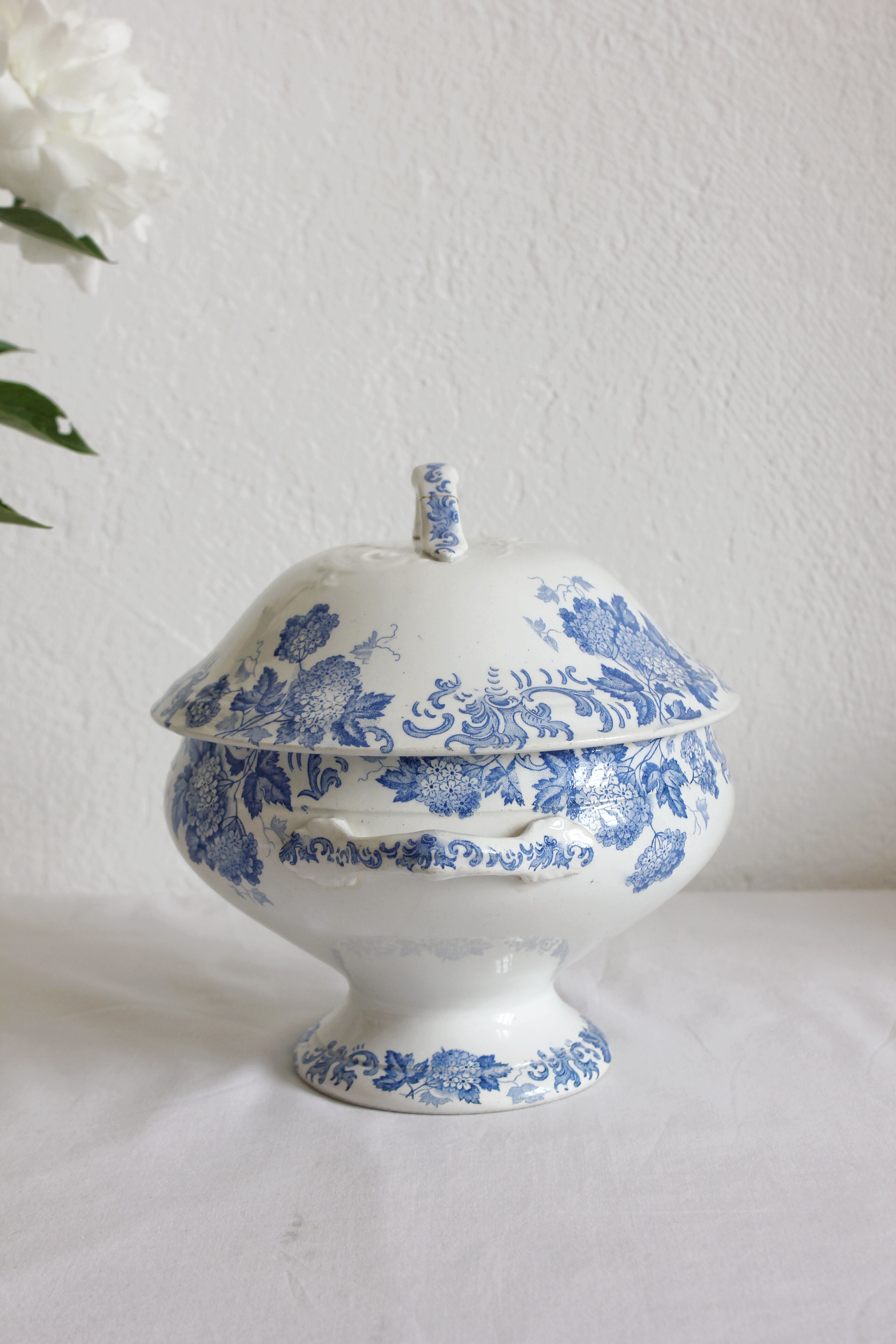 Ironstone tureen, "Snowball" pattern, Saint Amand et Hamage