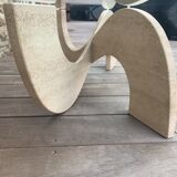 Trendy coffee table in glass and travertine