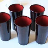 Set of 5 large signed ceramic glasses