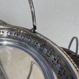 Oval dish with silver-plated metal handle