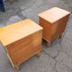 Pair of vintage curved wood bedside tables art deco style