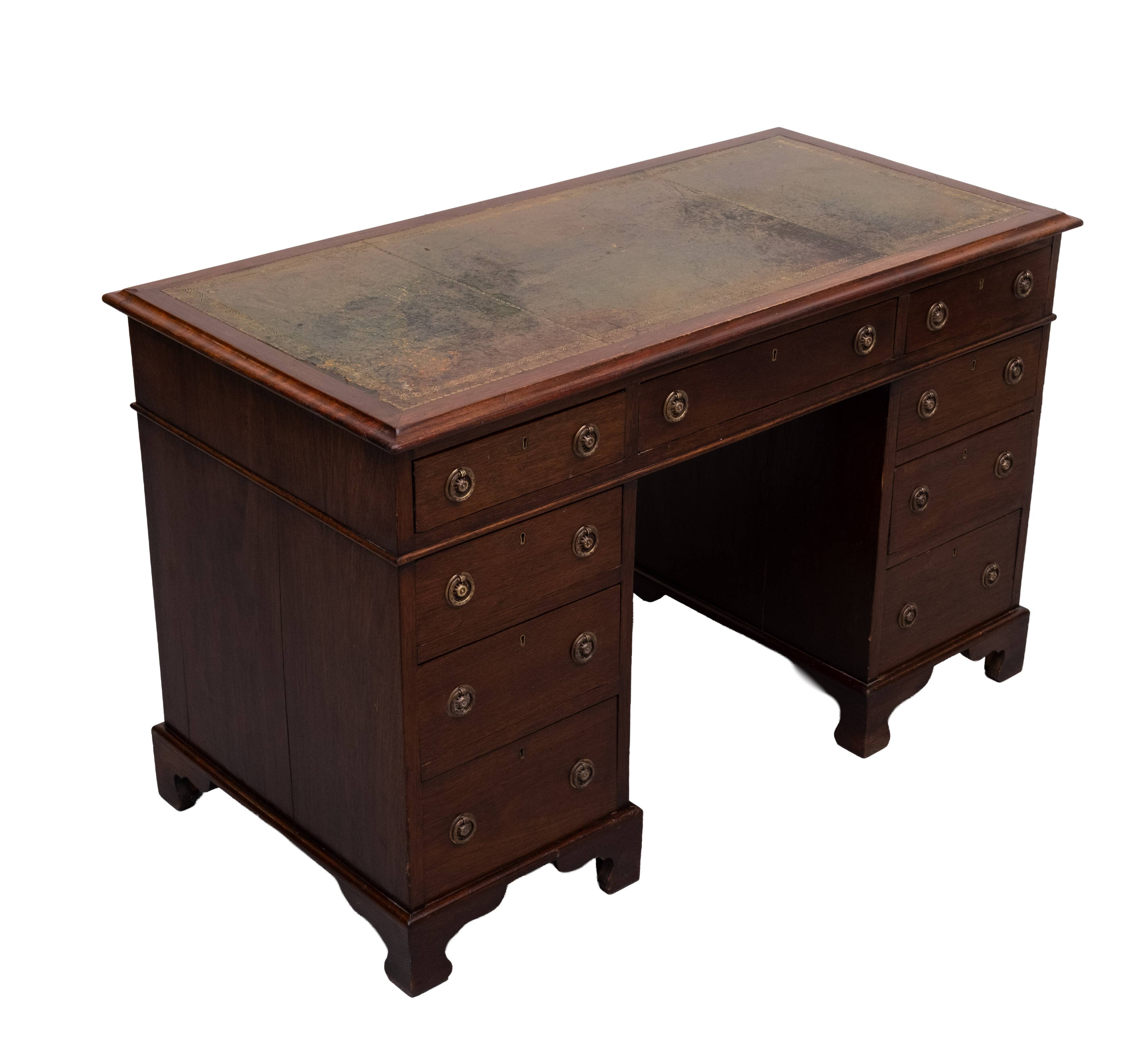 Antique English Mahogany pedestal Desk 1850s