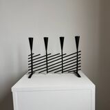 Vintage brutalist candelabrum in black metal