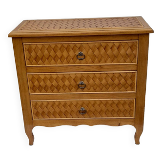 3-drawer chest of drawers with bamboo top and front L 83 cm