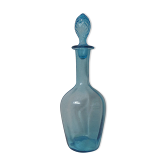 old blue blown glass bottle