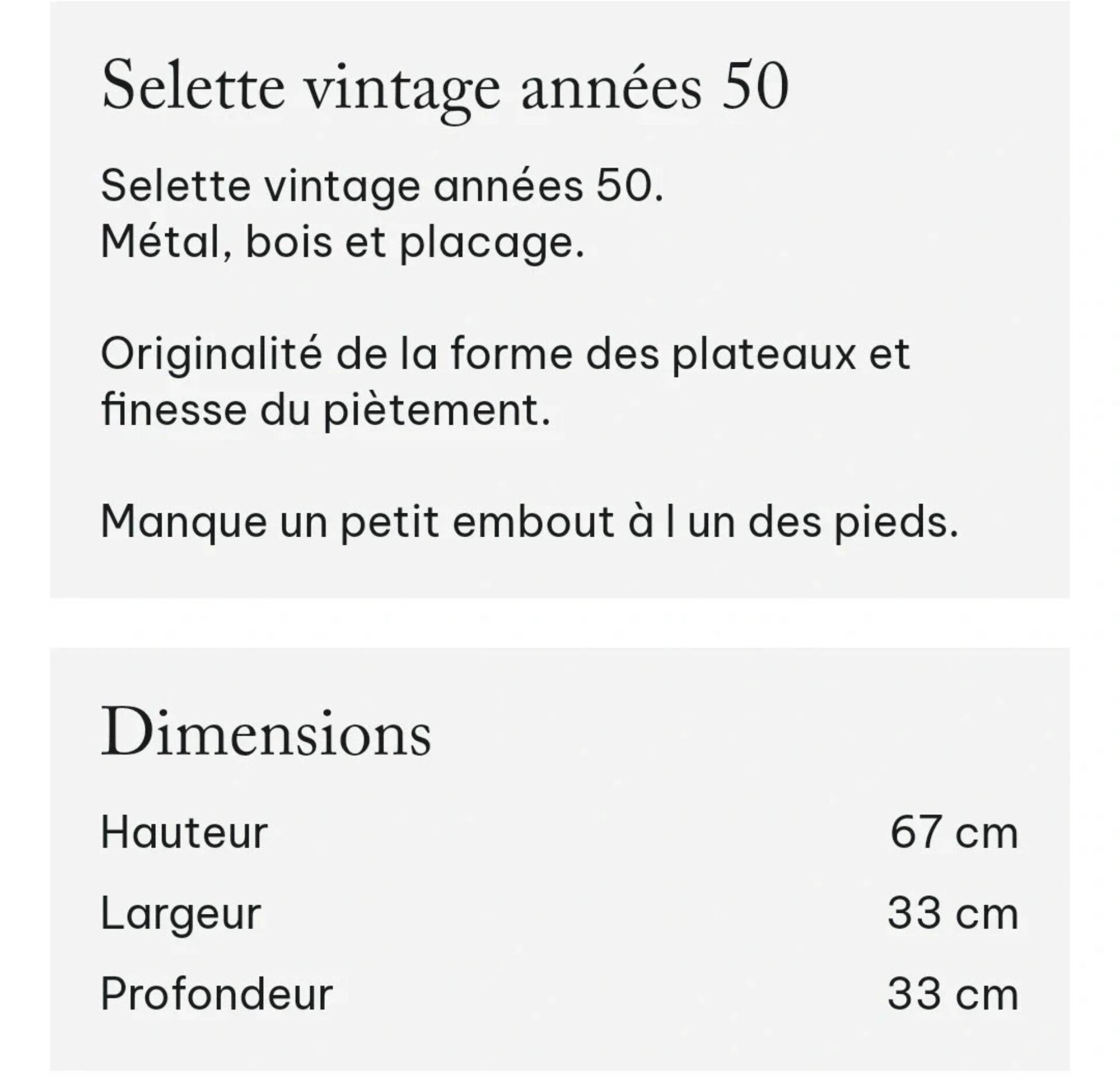 Sellette années 50