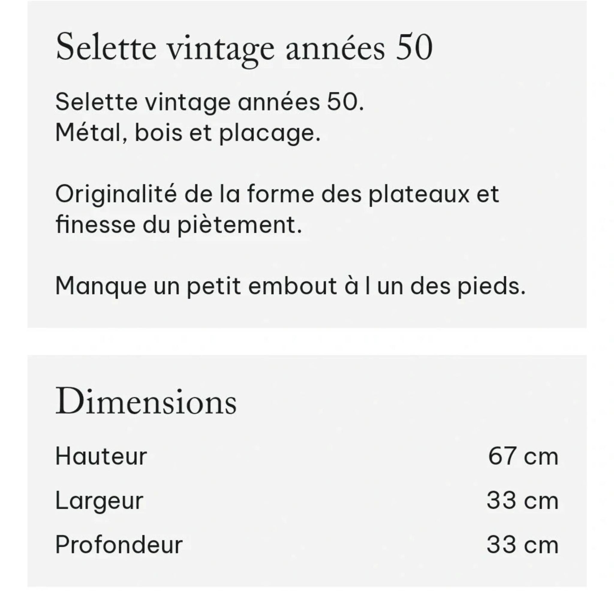 Sellette années 50