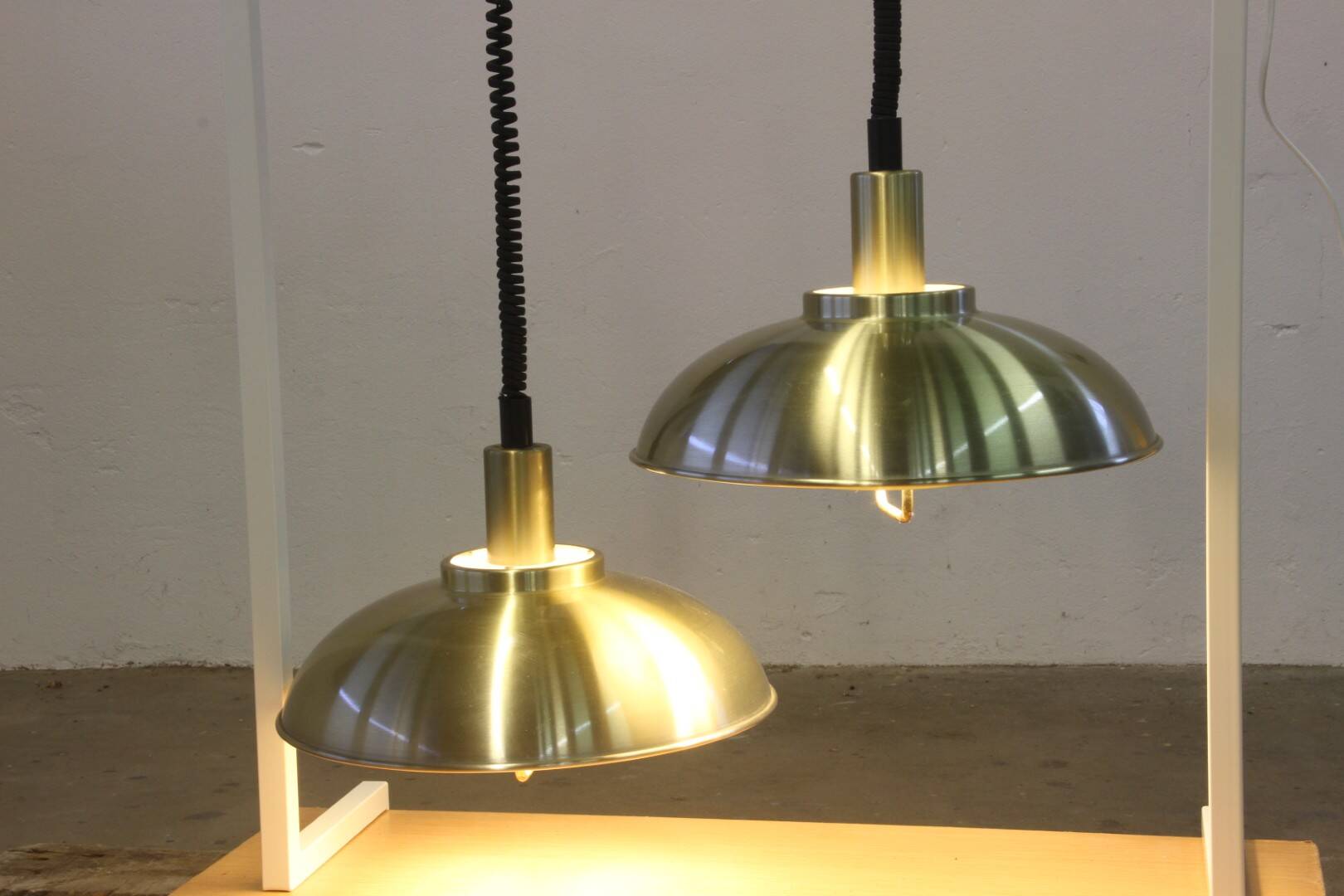 Danish pair of brass colour ceiling lamps attributed to the company Frandsen 1