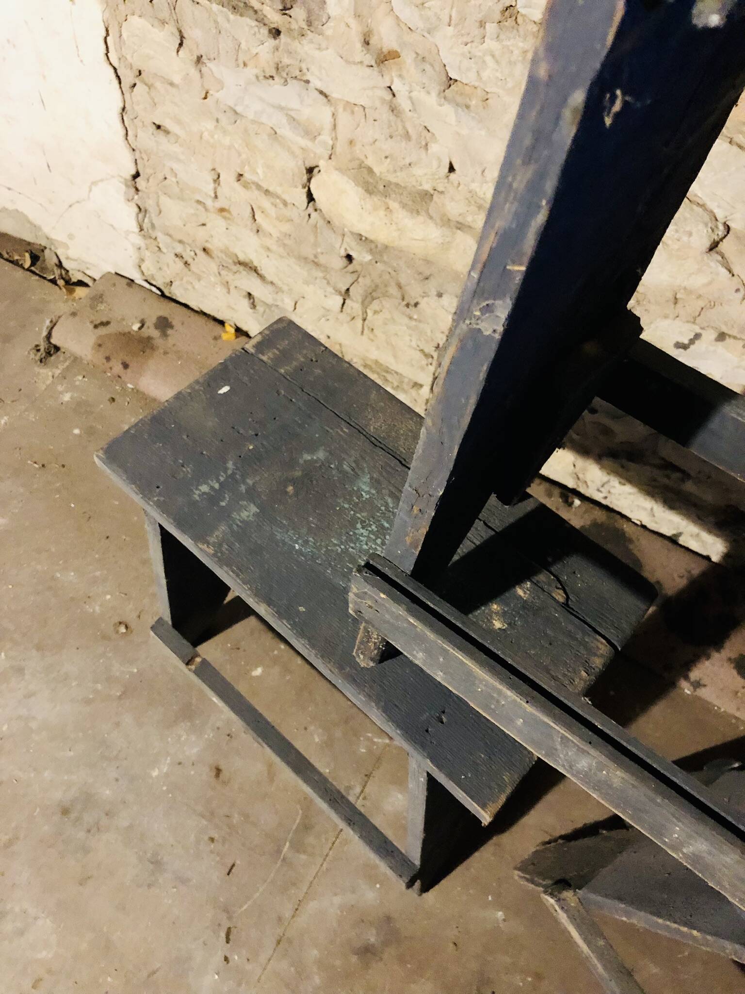 3 low blue-grey stools