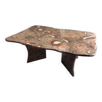 Table basse en Pierre d’Erfoud avec fossiles