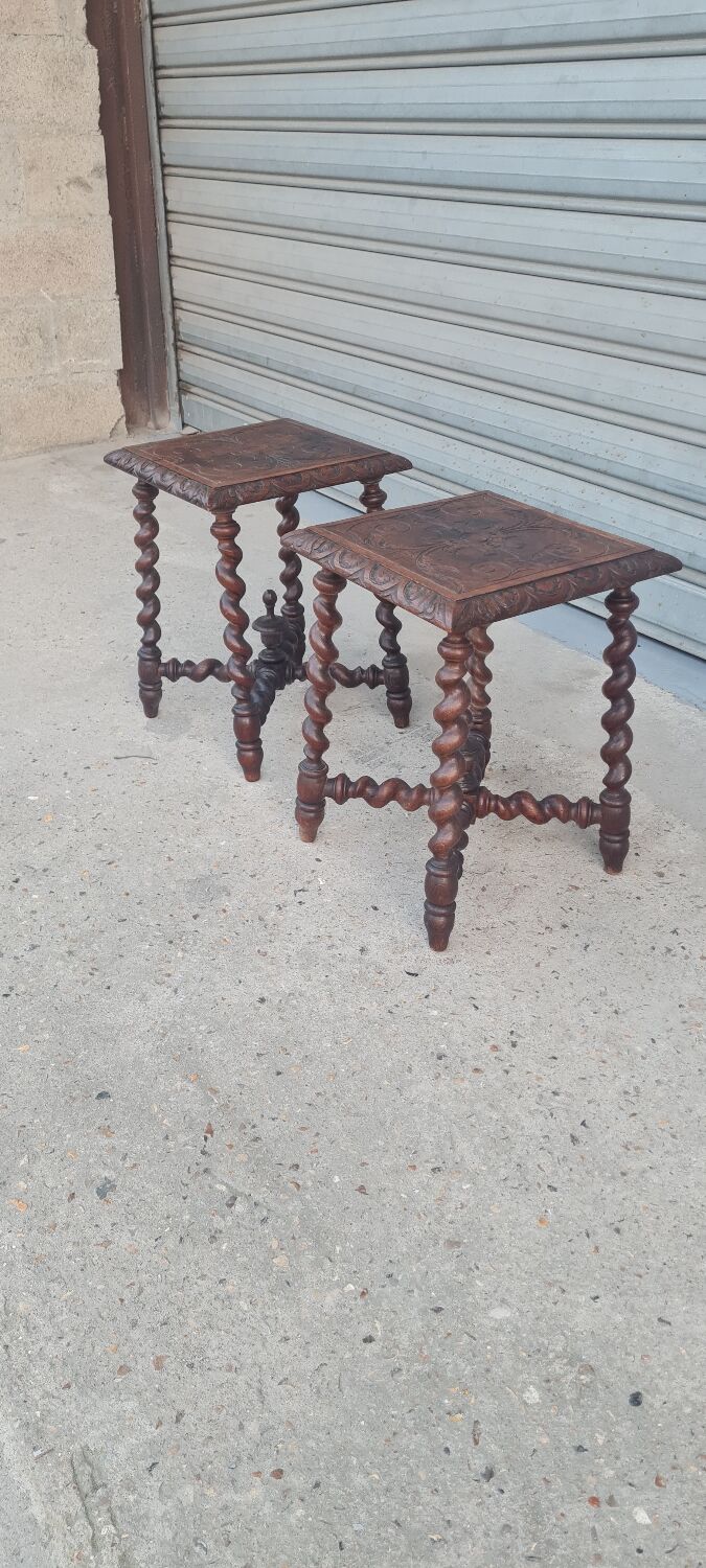 Pair of English oak bedside tables