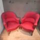 Paire de  fauteuil crapaud rouge