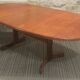 Table à manger scandinave en teck ovale avec rallonge centrale