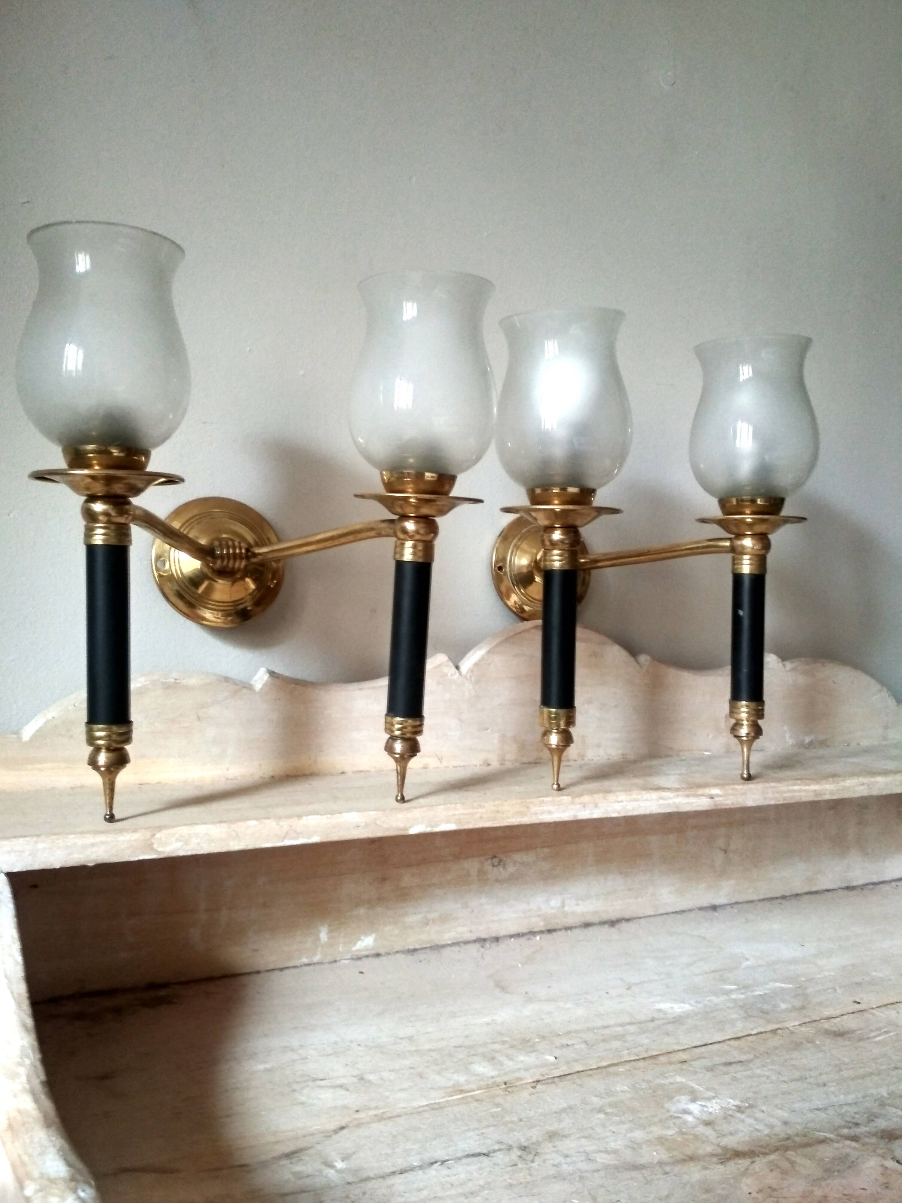 Pair of vintage 50s wall lights, 2 sconces