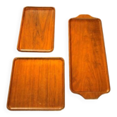 3 plateaux en teck de Karl Holmberg- Suède années 50/60