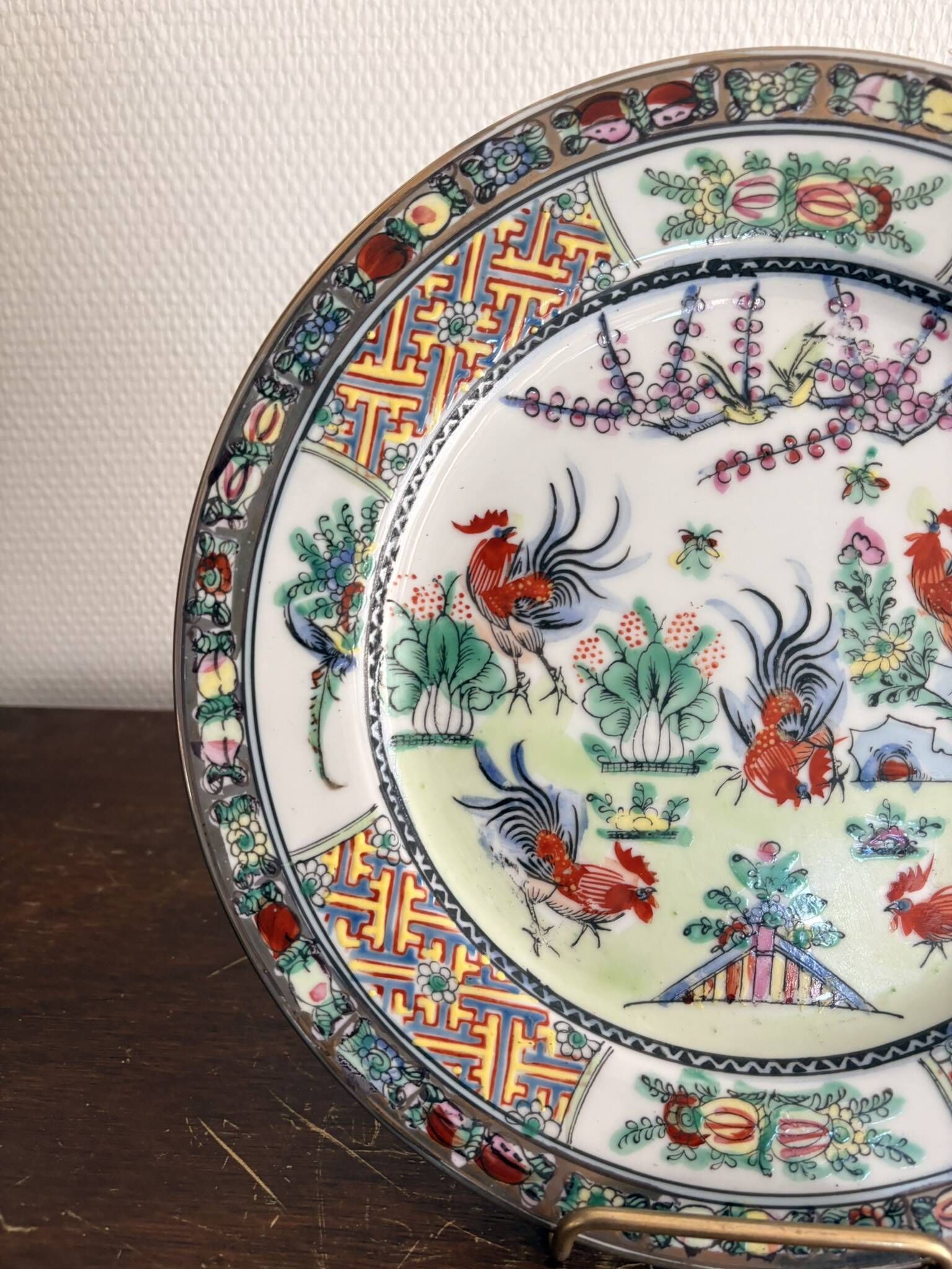 Old Plate Porcelain Canton Decor Cos Rose Family