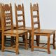 Set of 6 vintage solid oak high-back dining chairs – rustic European / Spanish revival