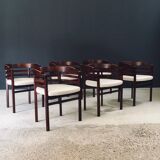 Mid-Century Modern Curved Dining Chairs, Italy, 1970s, Set of 6