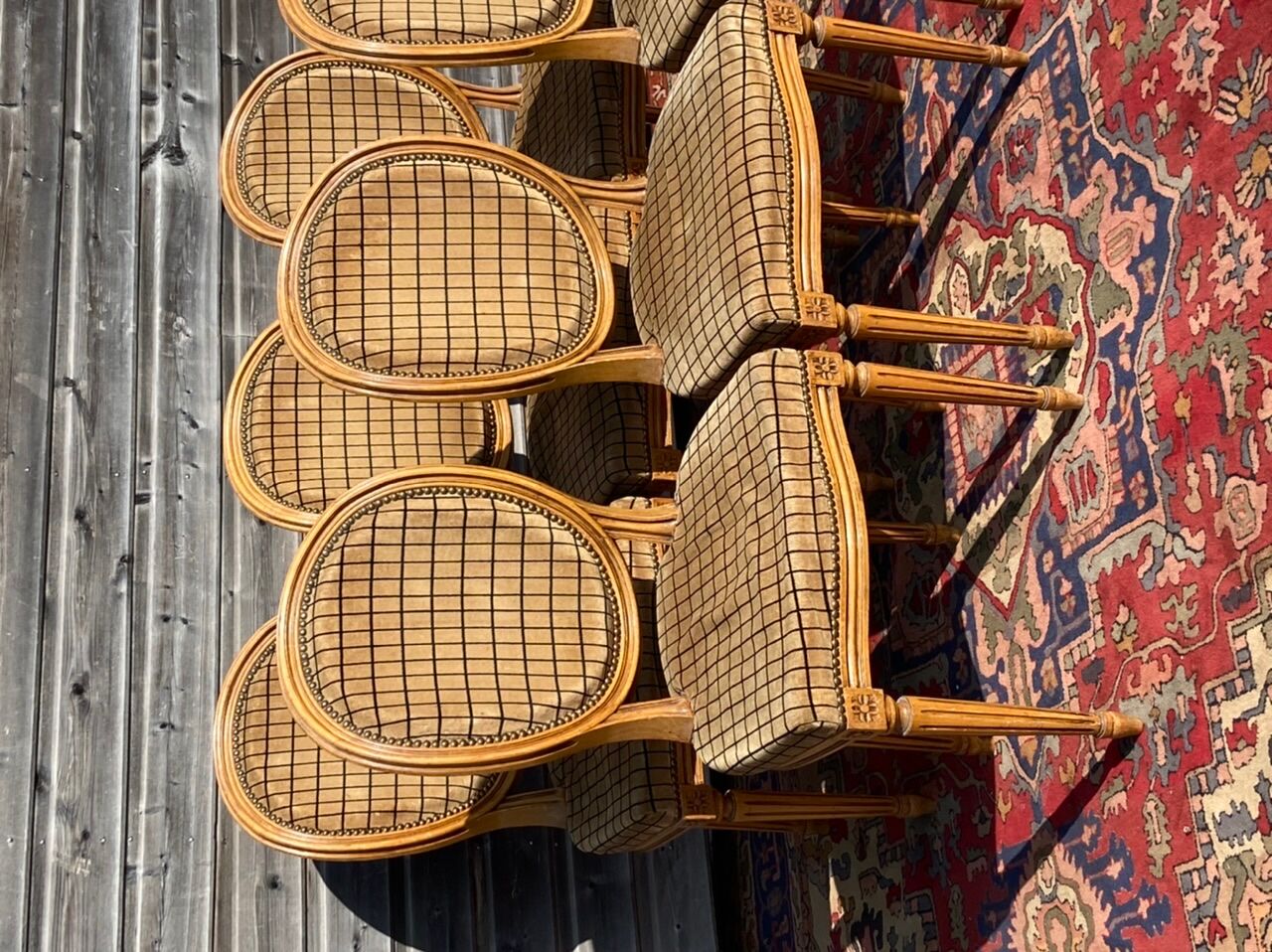 Suite of six Louis XVI-style medallion chairs