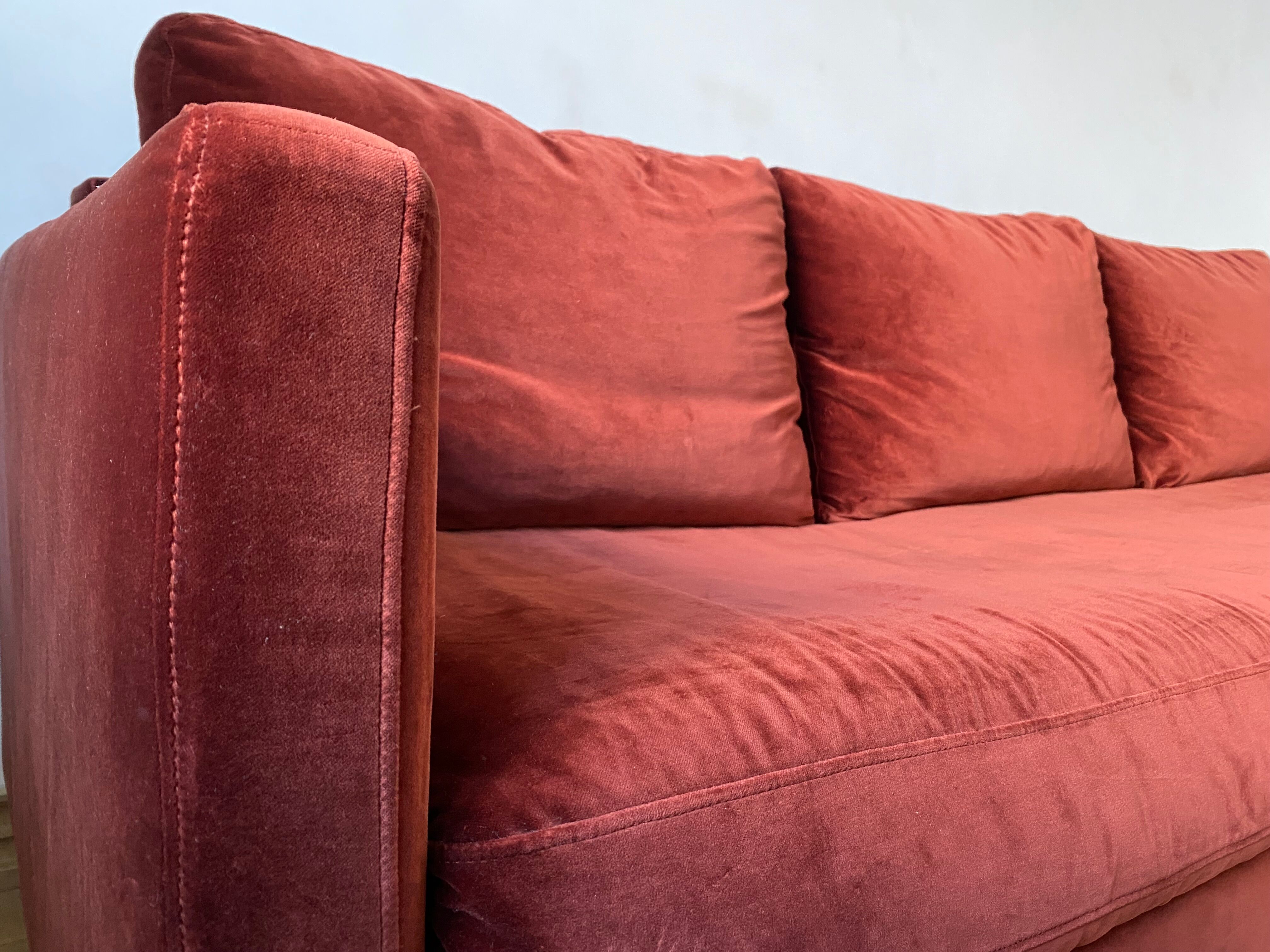 Terracotta convertible velvet sofa