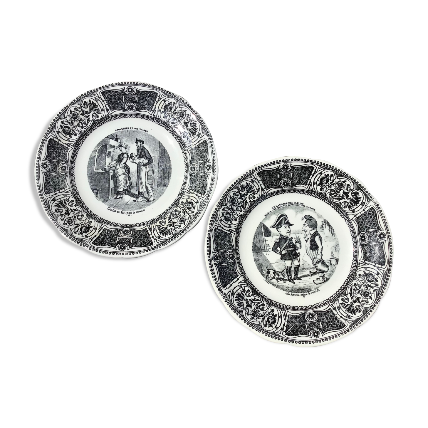 2 dessert plates from Gien, speaking from the 60s/70s.