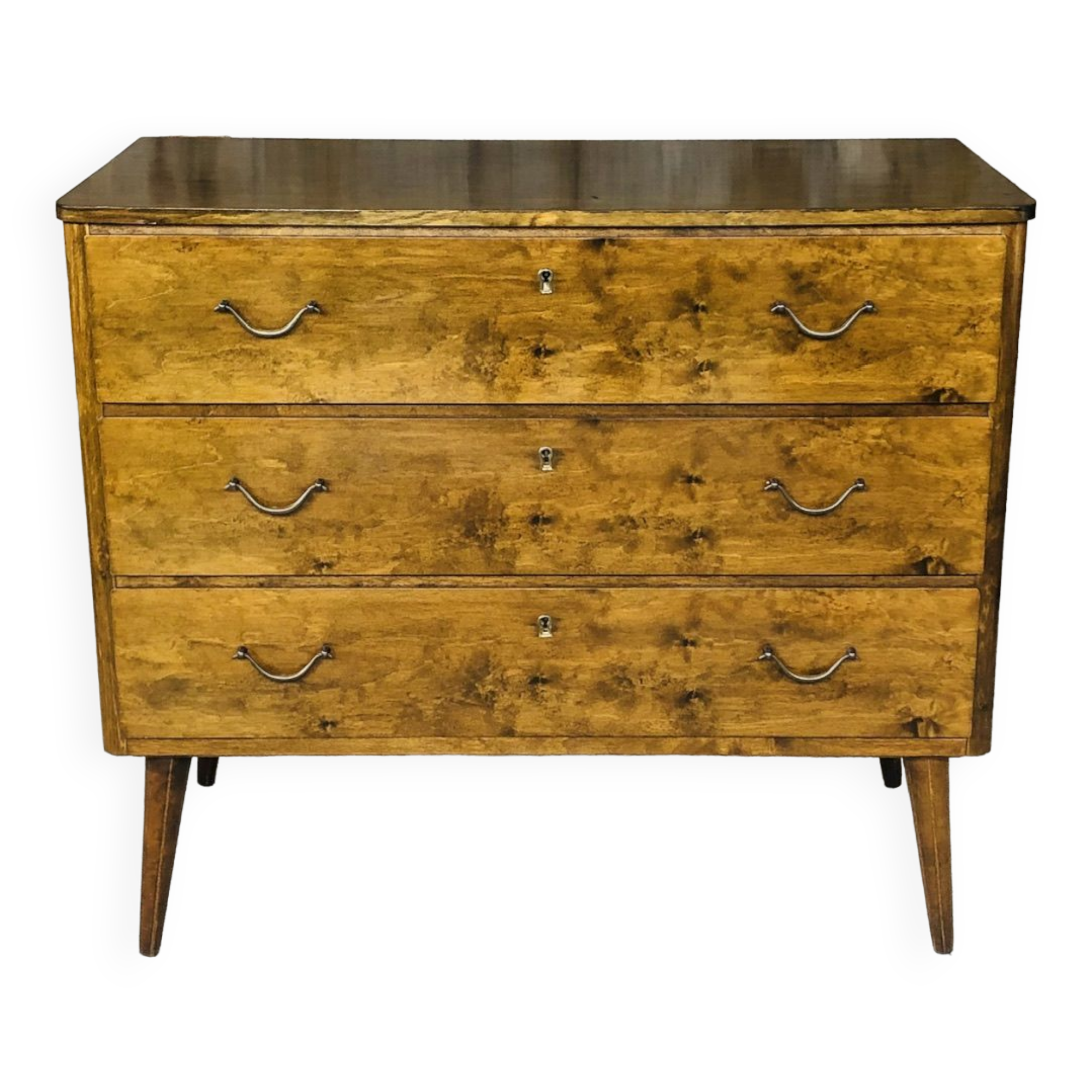 Vintage walnut chest of drawers, compass feet circa 50/60's