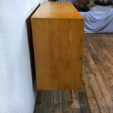 50s color formica shoe cabinet with compass feet