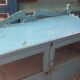 Low turquoise sideboard Indian teak and art deco