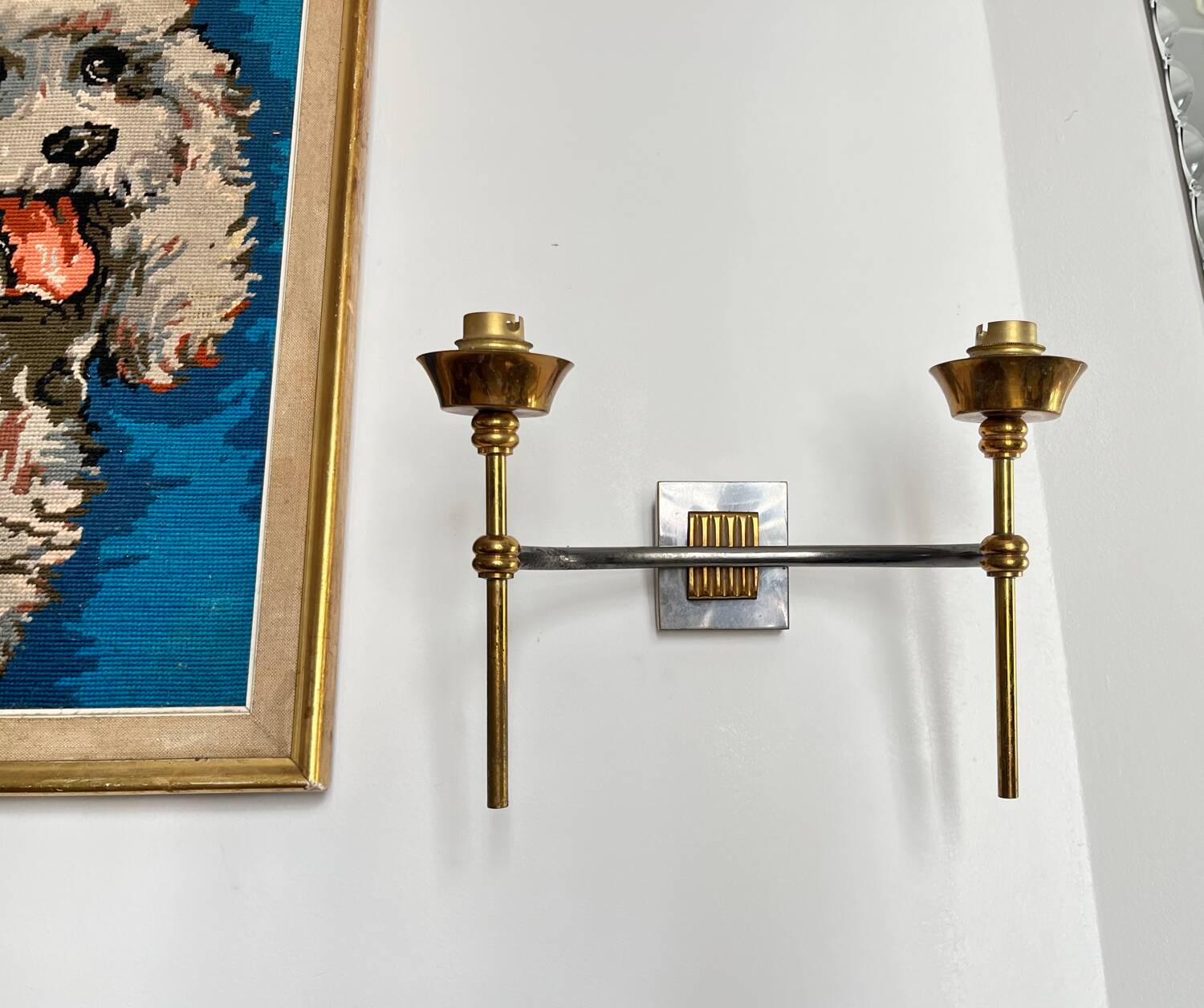 Double metal wall light in Jansen house style
