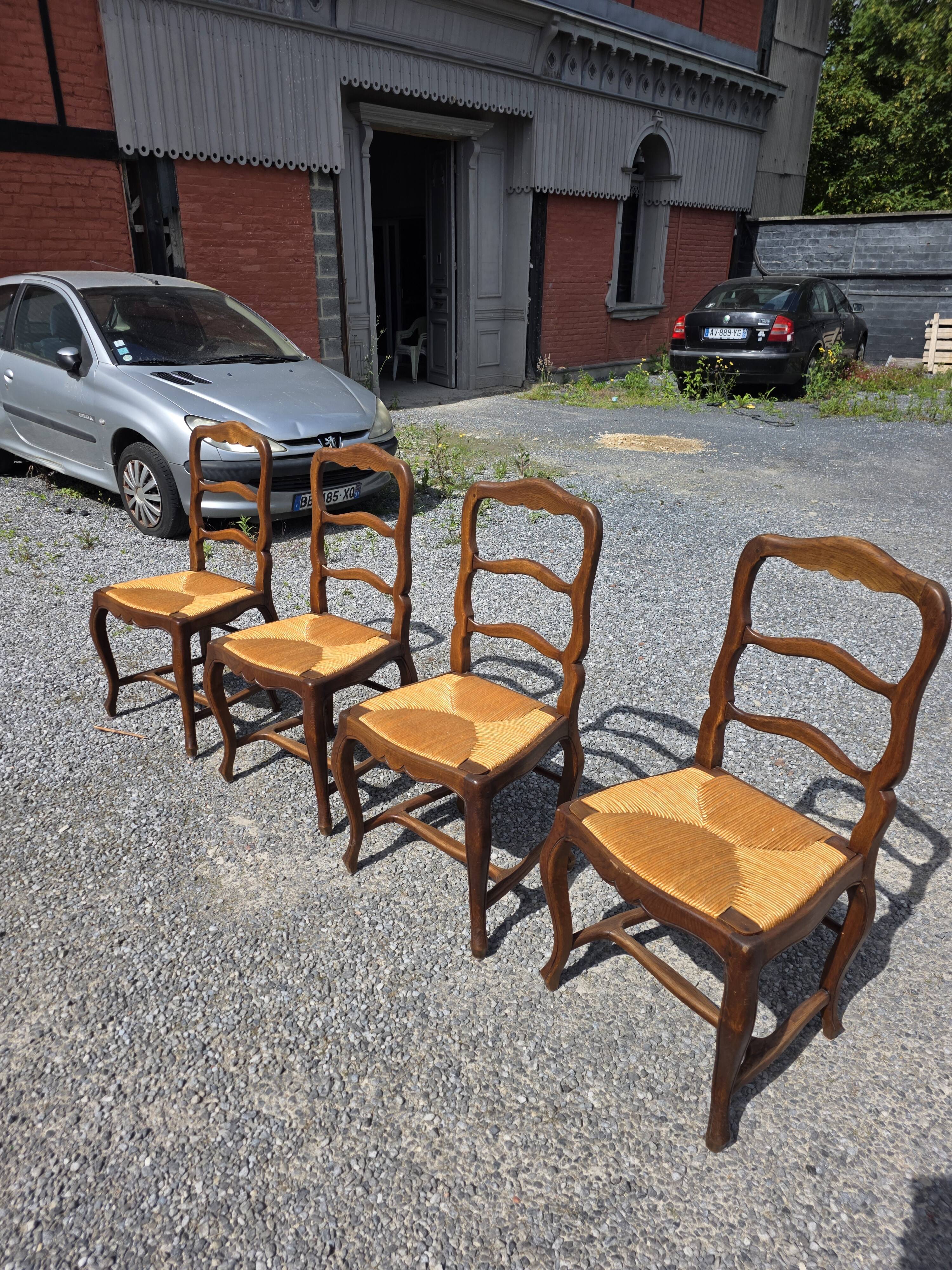 4 Louis XV style chairs in solid oak