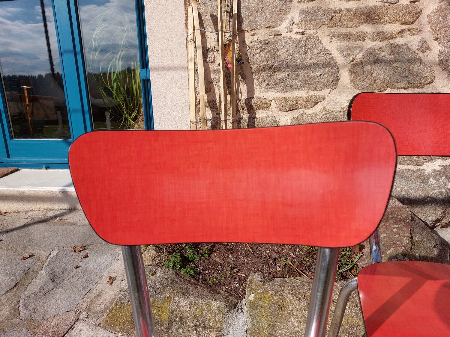 Red formica chairs