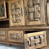 Large Oak Sideboard With Interlaced Doors - 1960s
