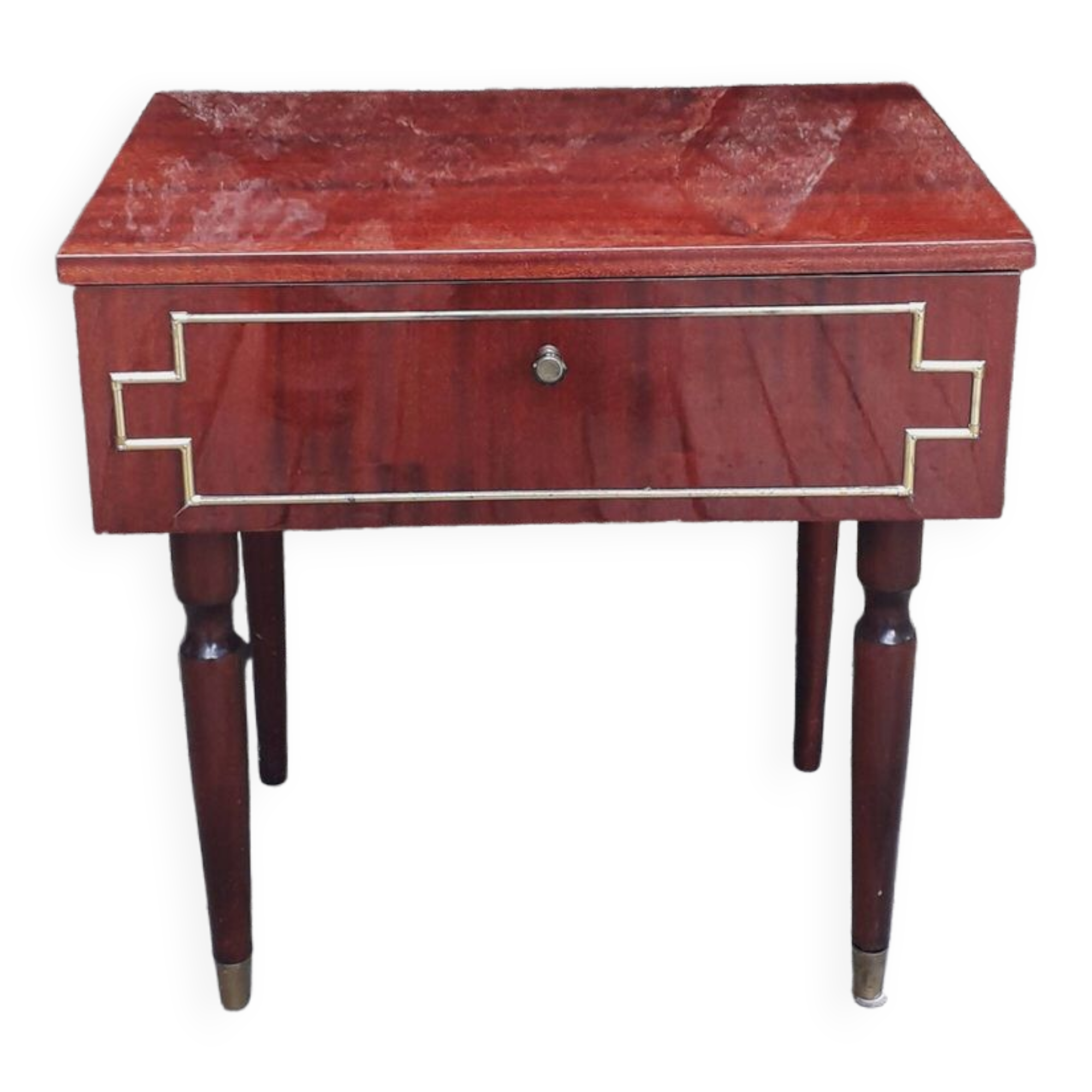 Chevet vintage - bois vernis - porte basculante - 1960