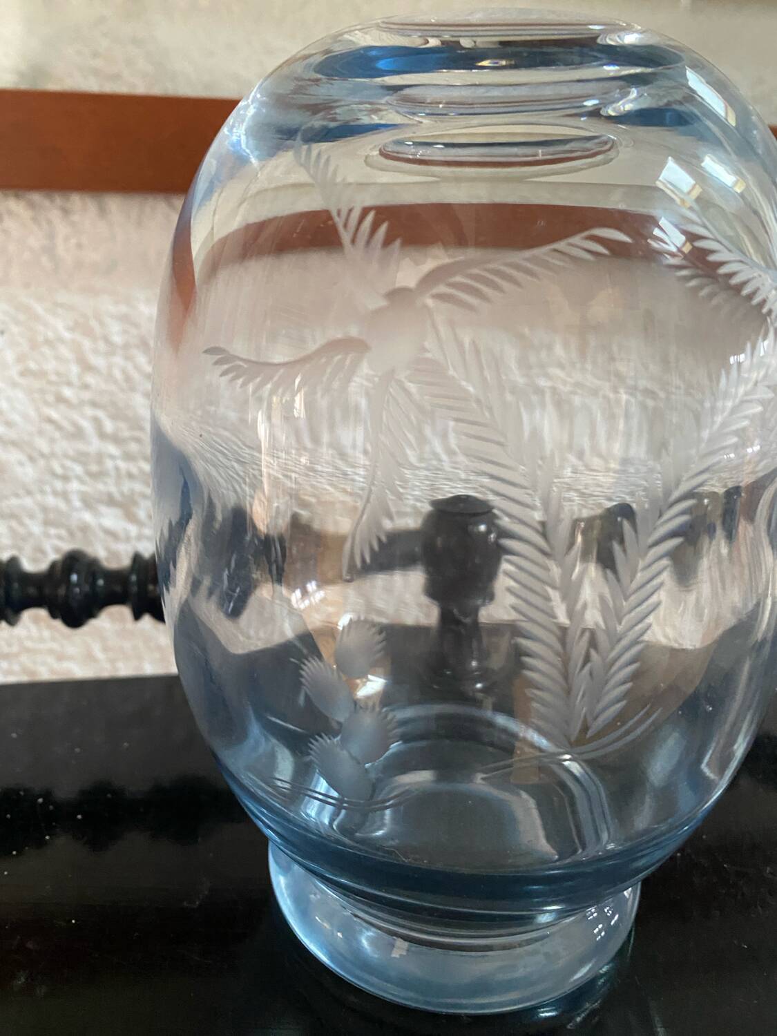 Vintage engraved crystal vase
