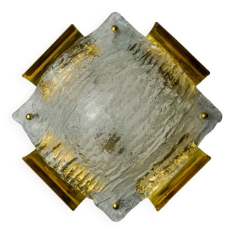 Applique givrée XL par Kalmar, verre de Murano, Autriche, 1970