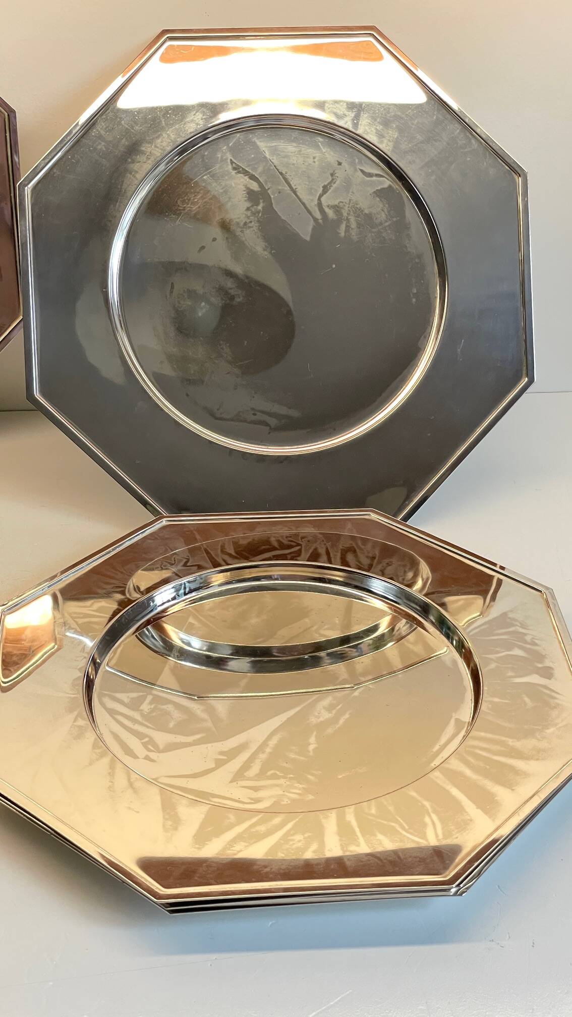 6 Vintage Silver-Plated Metal Plates and Dishes