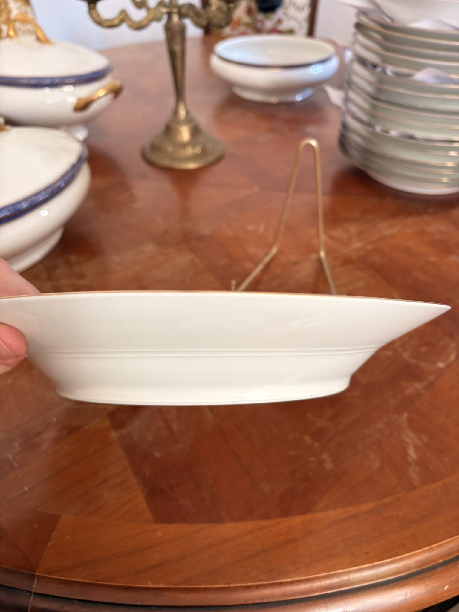 Large Plate 29 cm Salad Bowl Limoges Porcelain Blue Gold Betoule & Legrand