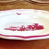 6 anciennes assiettes creuses à soupe Gien paysage rose 1938/1960