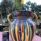 Old flower jar with two glazed earth handles