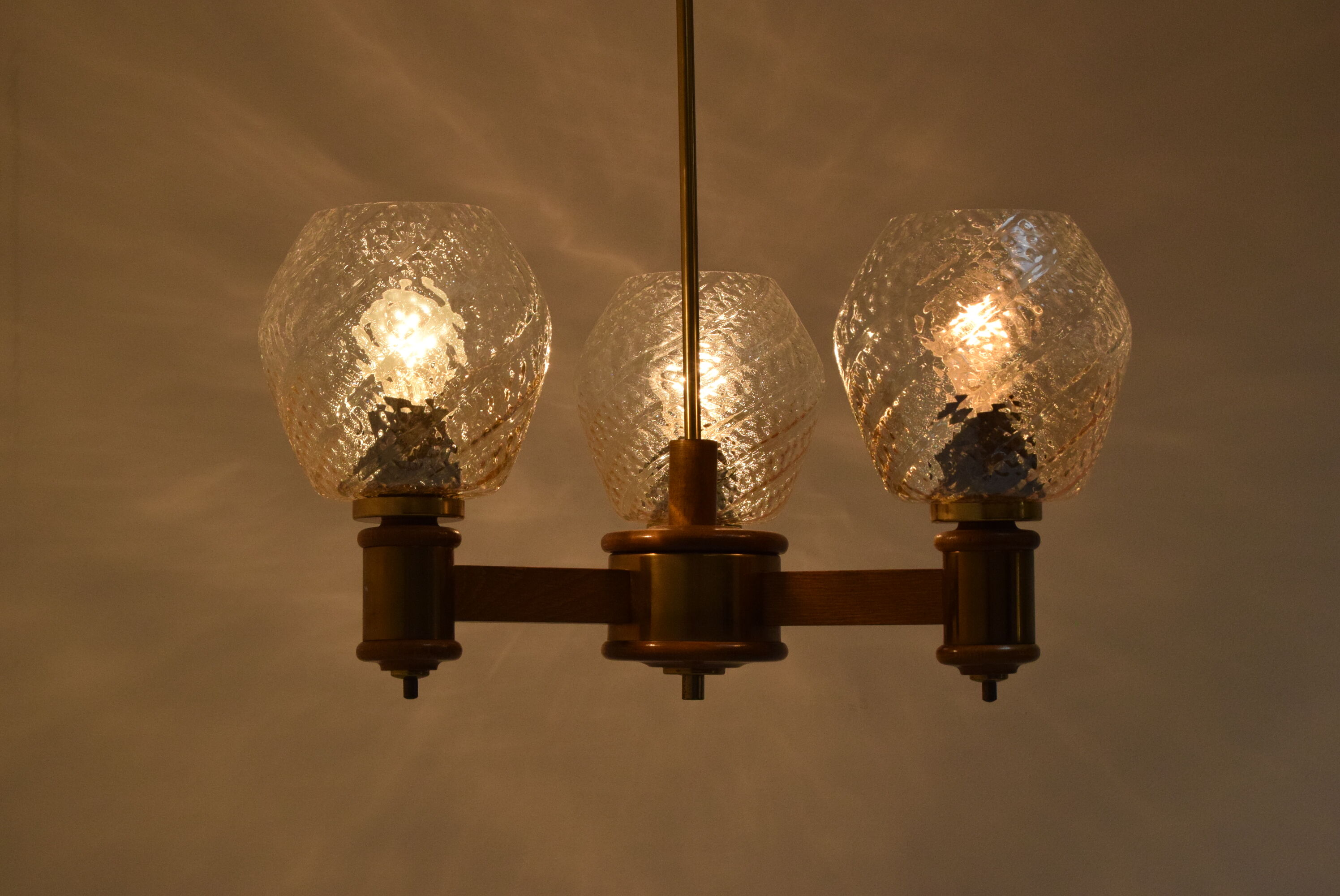 Mid-century Wood Chandelier,1970's.